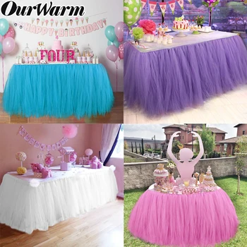 

OurWarm Tulle Tutu Table Skirt Tulle Tablewear For Baby Shower Party Wedding Decoration Table Skirting Home Party Decor Textile