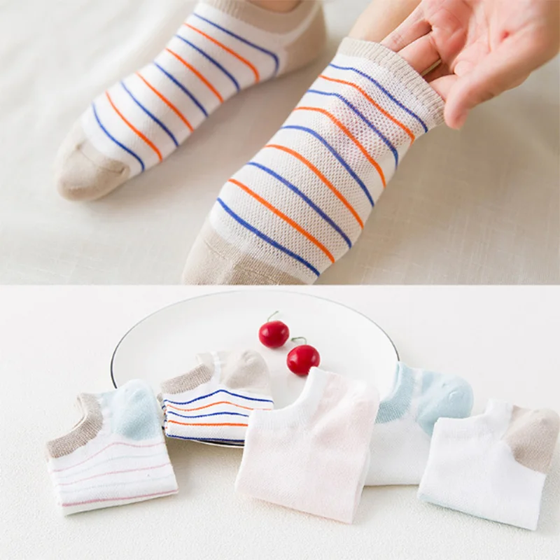 Comfortable Stripe Cotton Socks Woman Slippers Short Ankle Sweet Casual Tube Lady Vintage Ship FZA0132 | Мать и ребенок