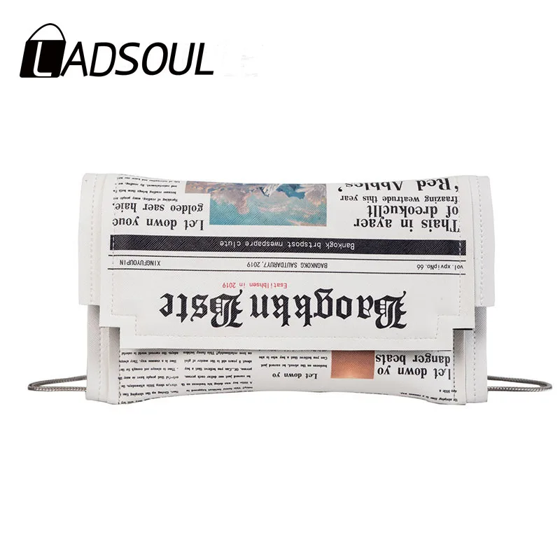 Женская сумка через плечо LADSOUL с принтом в виде газет Повседневная клапаном на