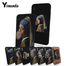 Yinuoda Spoof pintura famosa chica pintura con pendientes de perlas funda de teléfono para iphone 8 8plus 7 7plus 6s 6sPlus para iphone X 5 5S(China)