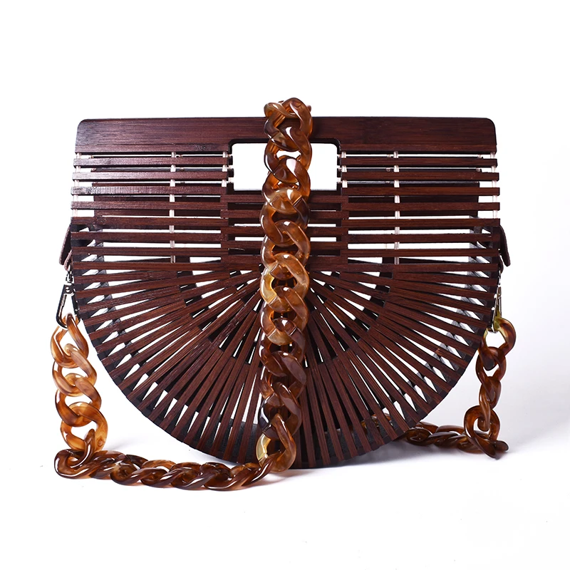 

2019 Women Handbag Female Big Travel Vacation Totes Bamboo Crossbody Bag For Ladies Woven Straw Beach Bag Summer Women's Purse
