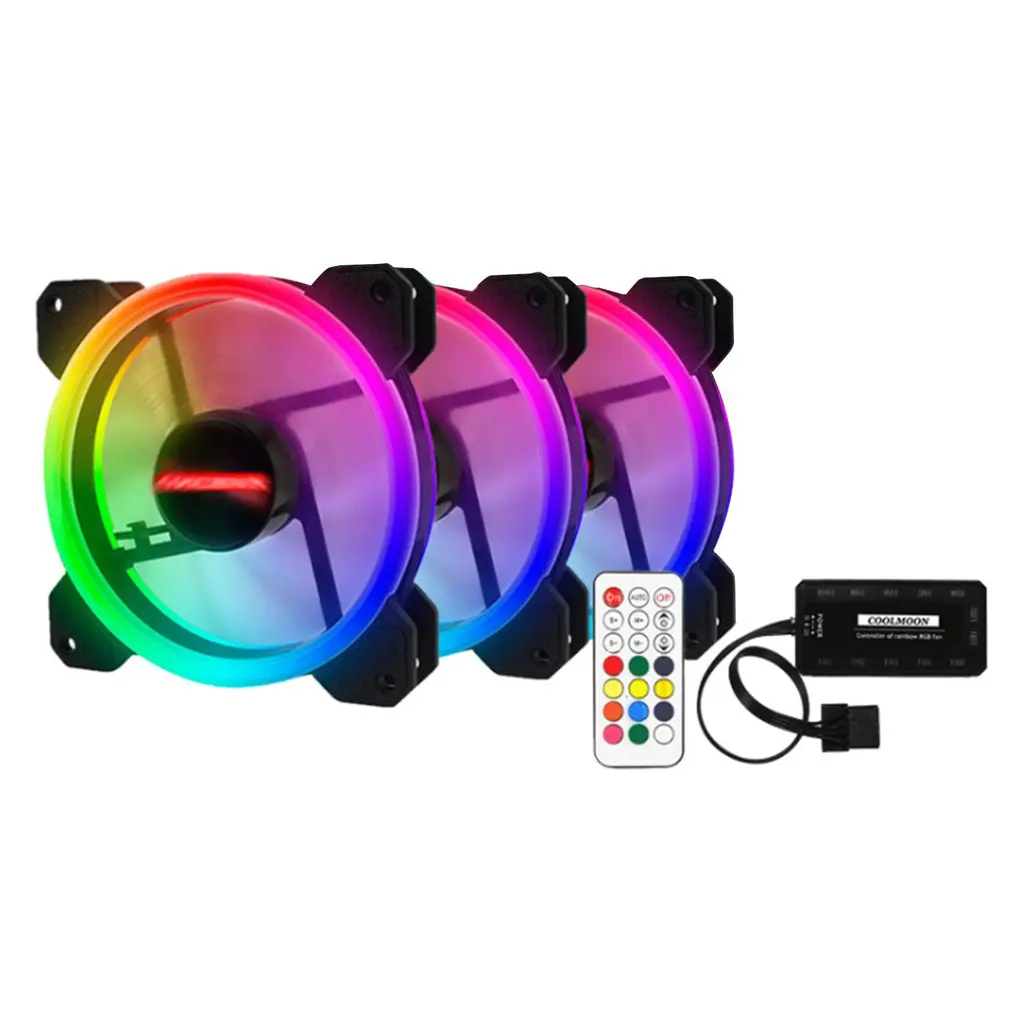 3-Pack светодиодный вентилятор охлаждения RGB 120mm 12V w/пульт дистанционного управления для компьютера чехол PC cpu