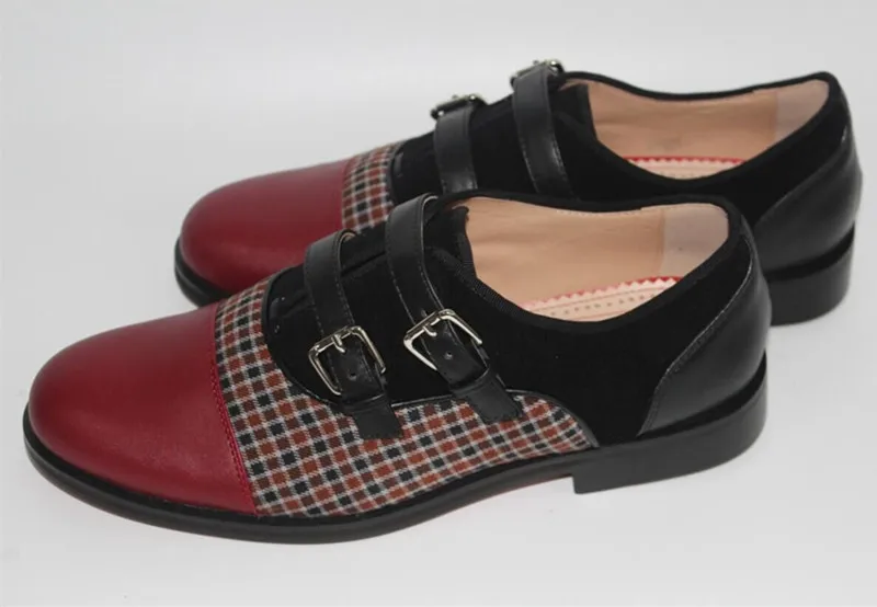

Plaid Men Slip-on Loafers Low Heeled Zapatillas Hombre Buckles Decor Men's Flats Driving Moccasins Mixed Color Mens Espadrilles