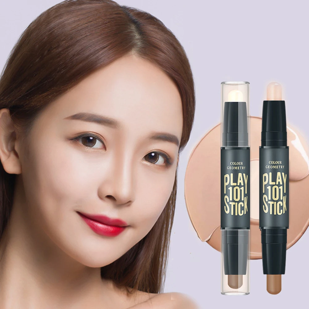 

2 in1 base foundation Highlighter Contour Stick Waterproof Make Up Long Lasting Face Cover Concealer Beauty Cosmetics