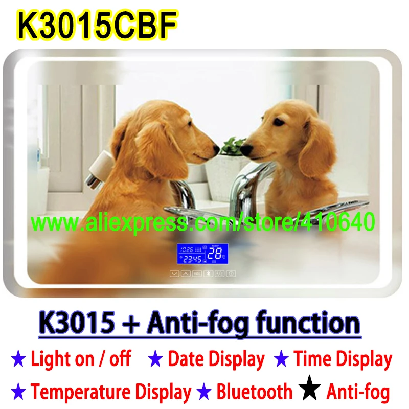Günstige K3015CBF Touch Schalter Panel Zeit Datum Temperatur Display Anti Nebel FÜR Waschraum Badezimmer Schrank LED Licht Spiegel Sanierung