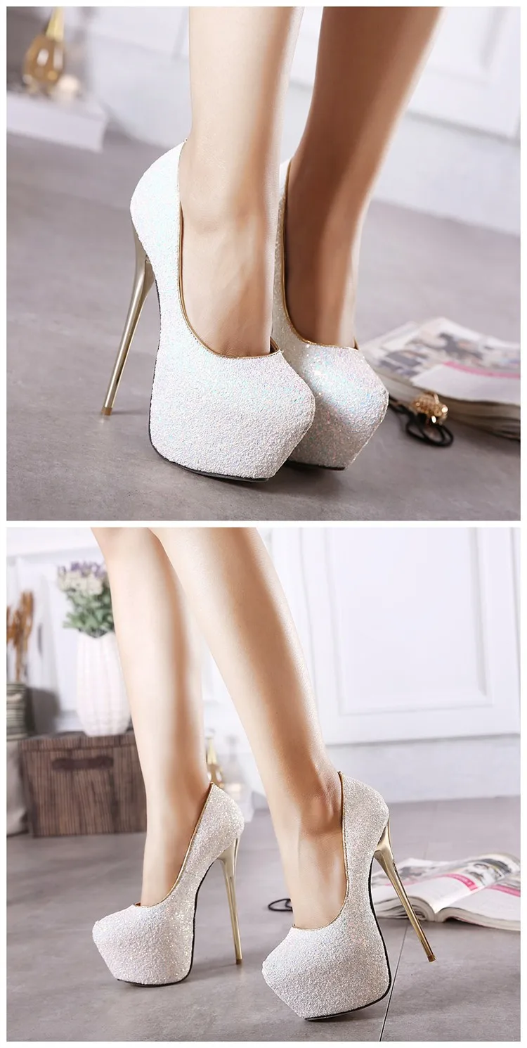 Pink Blue White Black Bling High Heels Pumps