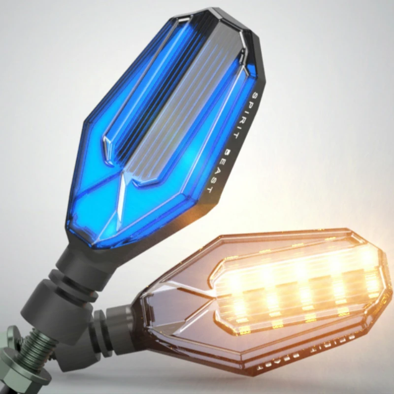 

2 X New Motorcycle 18 LED Turn Signal Light High quality Led Indicator Light Dual Color Blue and Yellow Blinking Light