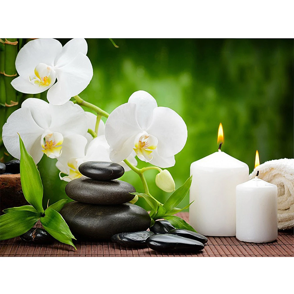 Carrelage Autocollant Fliesenbild Orchidée jaune Wellness Spa Autocollants Carreaux Salle De Bain