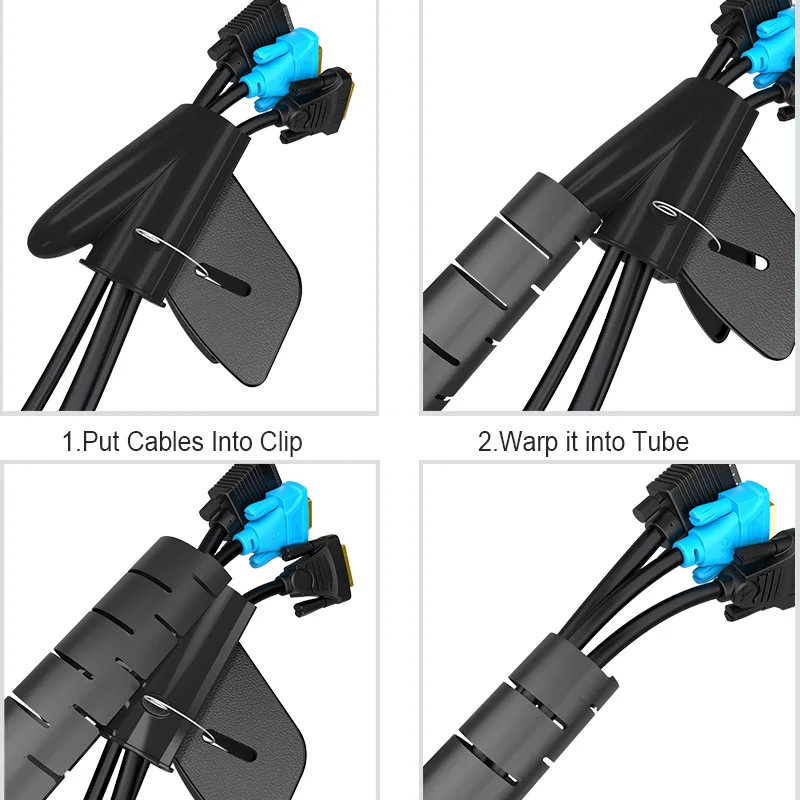 SAMZHE держатель для кабеля, органайзер, длина 1,5 м, Гибкая спиральная трубка, кабельный органайзер, шнур для управления проводом, протектор, устройство для сматывания кабеля