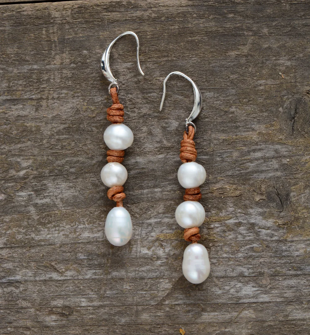 

Women Pearl Earrings Freshwater Pearls Leather Earrings Designer Elegant Earrings Pearl Jewelry Dropshipping