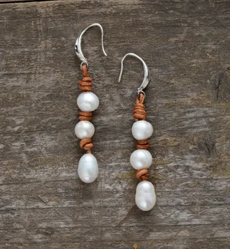 Women Pearl Earrings Freshwater Pearls Leather Earrings Designer Elegant Earrings Pearl Jewelry Dropshipping
