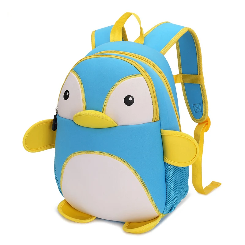 

Children School Backpack Cartoon Animal Penguin Design Waterproof Neoprene Fabric For Toddler Boys Kindergarten Kids School Bag