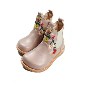 

Brand New Fashion Genuine Leather embroidered Children Martin boots Baby Girls Party princess shoes Kids Rain boots