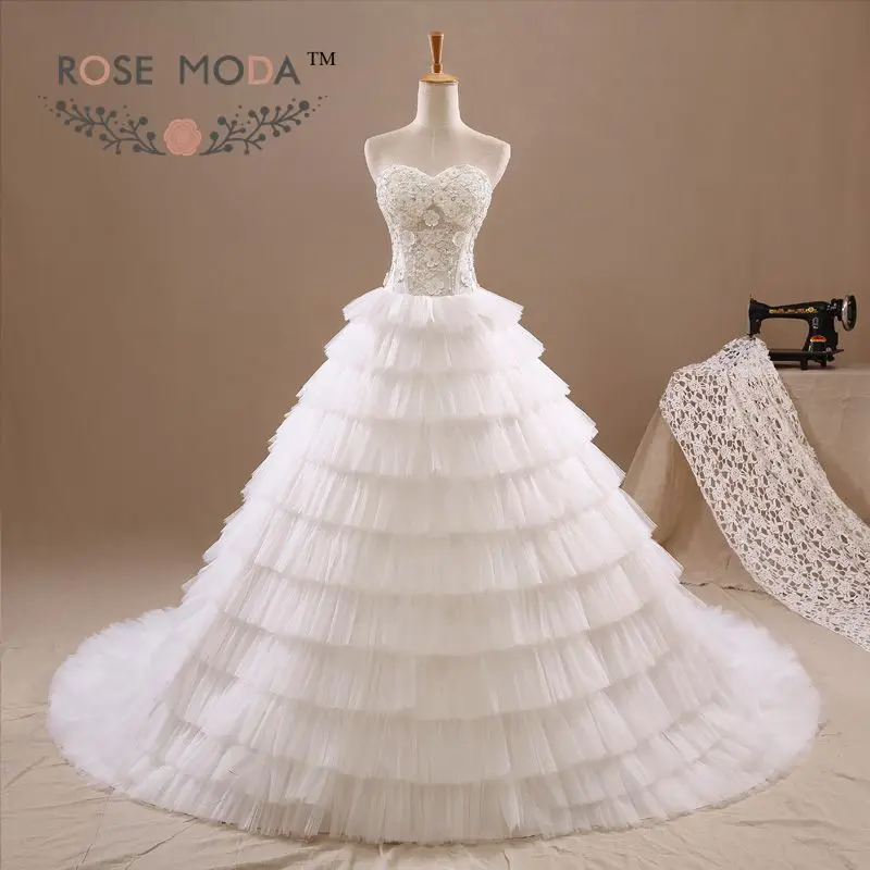 corset tiered gown