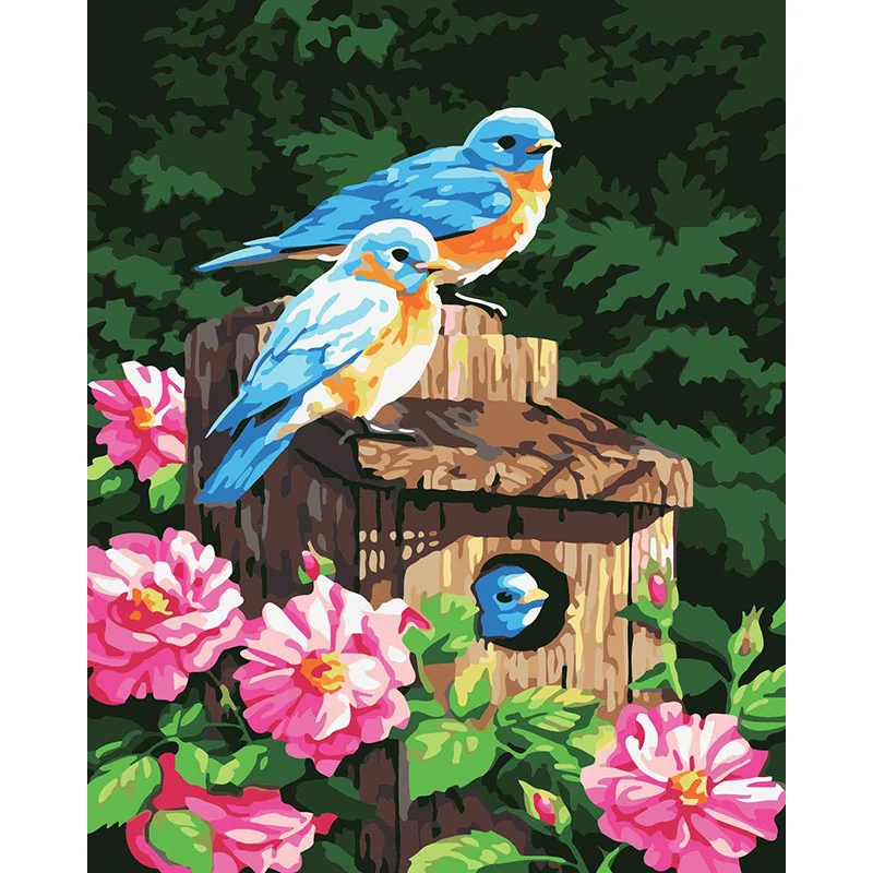 

Frameless Picture Painting By Numbers DIY Oil Painting On Canvas Of Happy Birds Home Decoration For Living Room 40*50cm