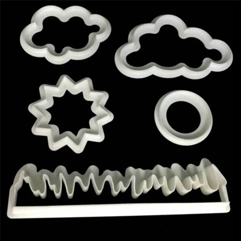 

5Pcs Cloud Sun Grass Plastic Shaped Plastic Printing Biscuits Cookies Cutter Embosser Fondant Gum Paste Cake Decoration Tools