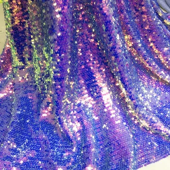

130x90cm 5mm Phantom Laser Fish Scale Sequins Fabric Designer Women Party Dress Material Stage Background Sequin Fabric