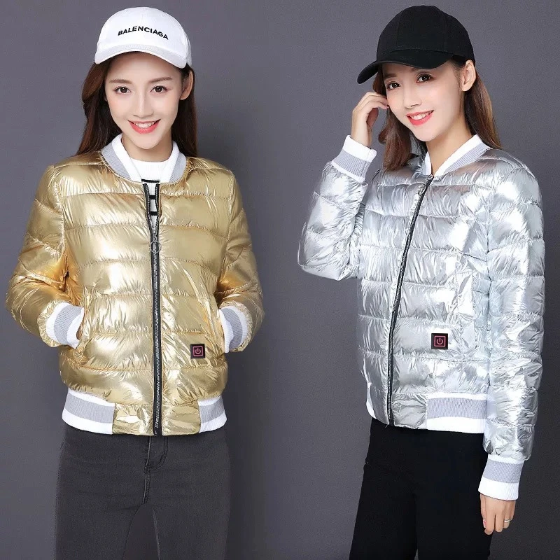 

Winter New USB Smart Heating Down Jacket Thin Fashion Slim Warm Jacket Outdoor Sports Electric Clothes
