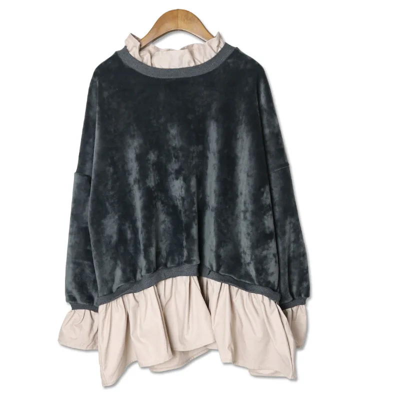 Women Winter Clothing Tops Blouse Plus Thick Velvet Shirt
