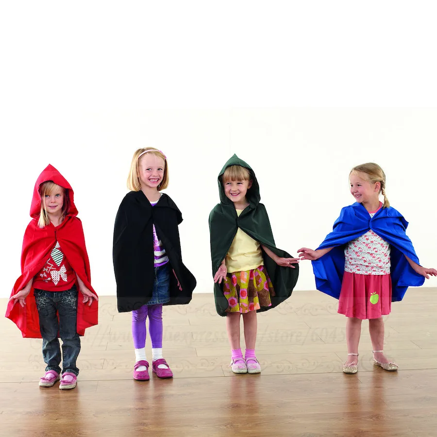 

Kids Role Play Dressing Up Coloured Cloaks Blue Black Red Plain cloaks