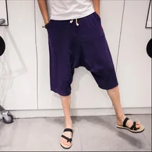 Лето плюс размер мужская одежда мода повседневная жидкость все-матч Льняные шаровары брюки middlelowlevel брюки 7 Капри M-5XL