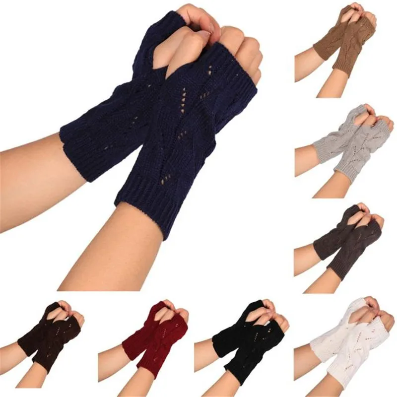   Fashion Knitted Arm Fingerless Winter Gloves Unisex Soft Warm Mitten winter gloves guantes eldiven handschoenen 40FE2228