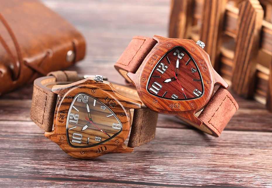 Mens Wooden Watch Creative Inverted Geometric Triangle Shaped Big Numbers Dial Quartz Clock Male Genuine Leather Reloj de madera 2017 Christmas Gifts (24)