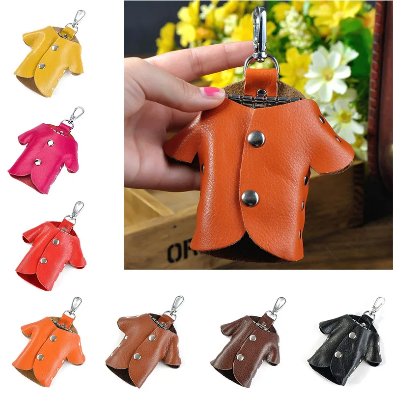

New Fashion Pendant Key Ring Jewelry Bags Individuality PU Leather Cute Clothes Shape Keychain Keys Holder Bag Popular