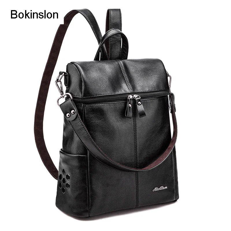

Bokinslon Girls College Backpack All-Match Cow Split Leather Bag Backpack Female College Wind Women Designer Backpack Casual