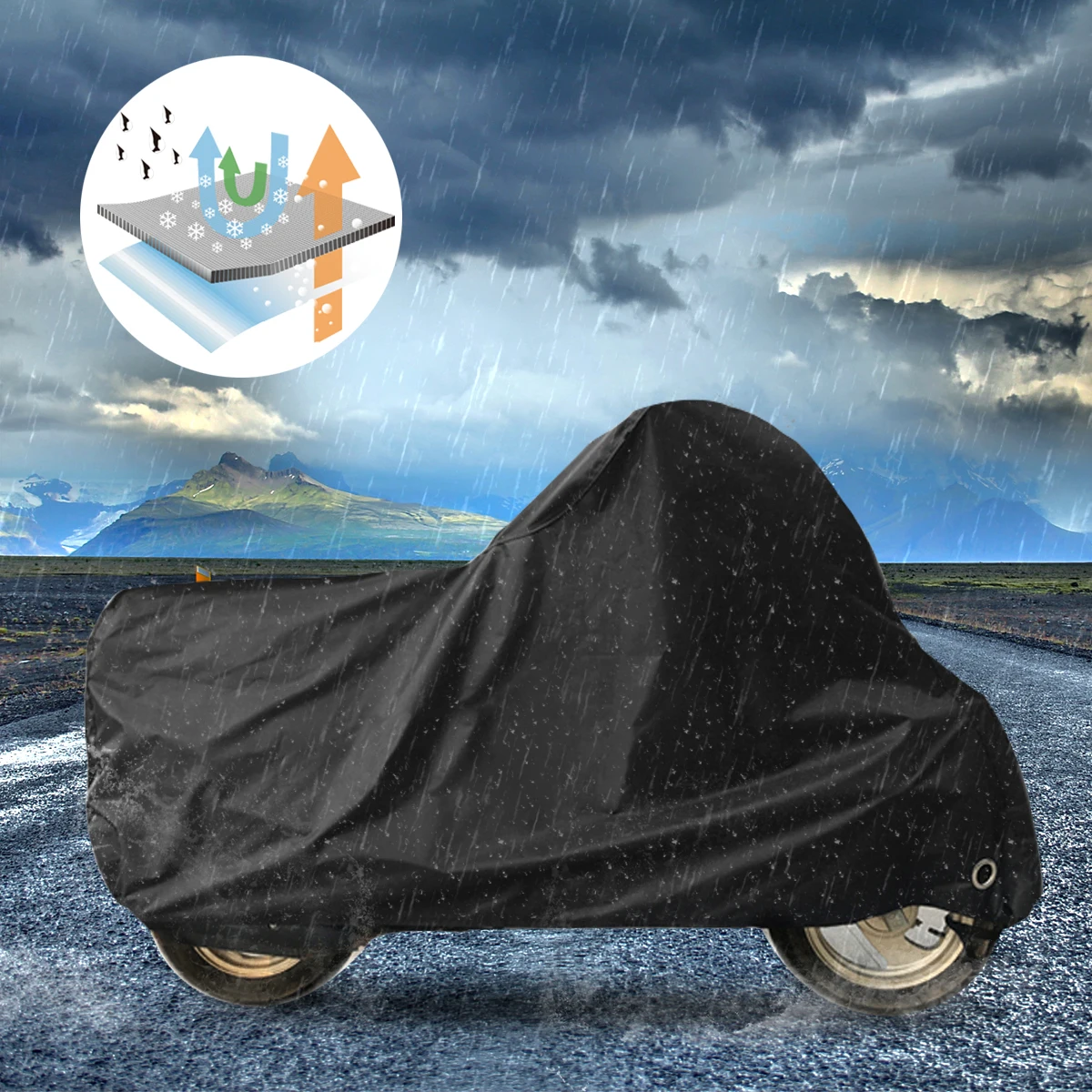 

Autoleader 190T Polyester Elastic Hem L/XL/2XL/3XL/4XL Waterproof Motorcycle Cover Case Outdoor Dust UV Protector Protect Rain