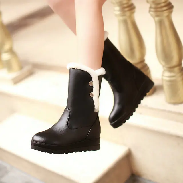 

Winter Half boots women fashion rivet platform boots Large size Shoes Women Snow boots sweet mid-calf snow boots