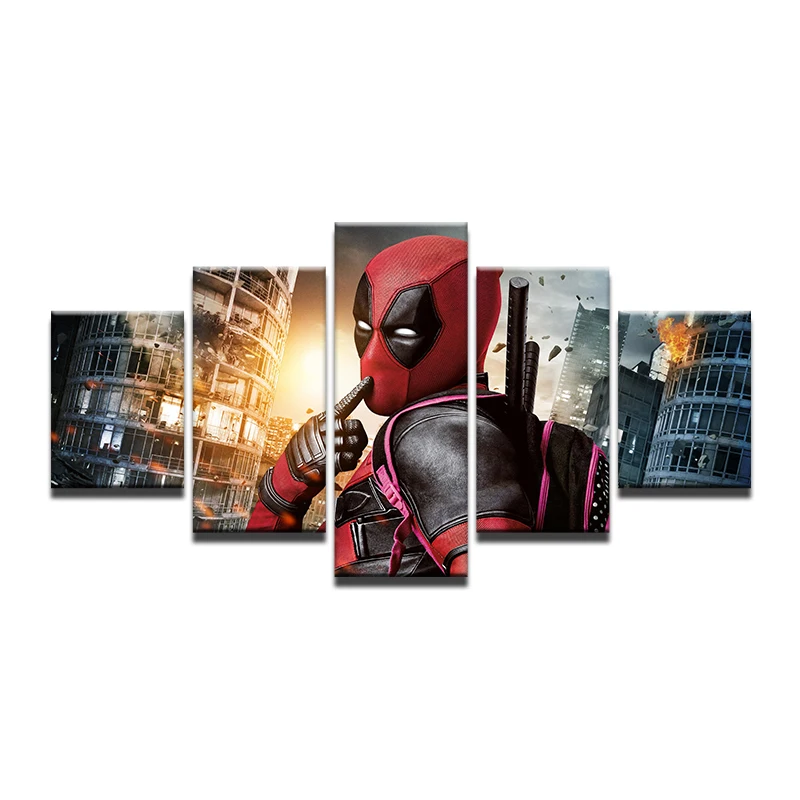 5 Pieces Movie Poster Marvel Deadpool Modern Home Wall Decor Canvas