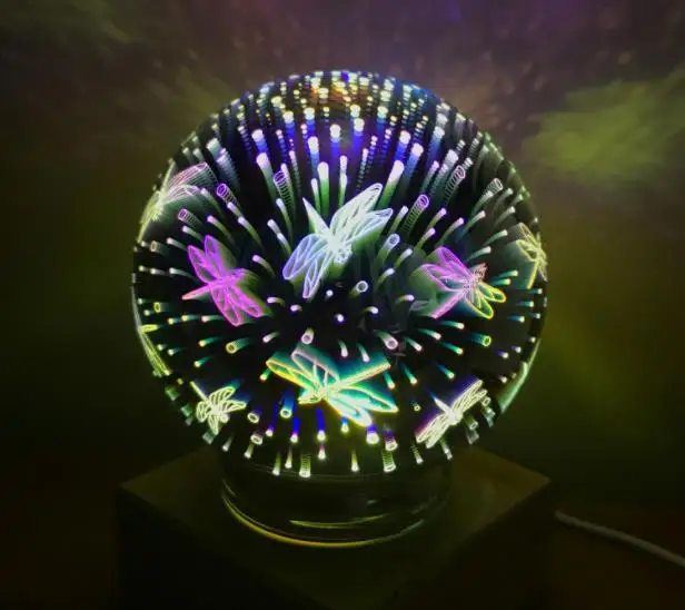 11 Стиль 3D Волшебная хрустальная лампа USB Ослепительная красочная Сфера Звездное сердце фейерверк 3D ночные огни стеклянный дымоход Рождественский Декор - Испускаемый цвет: style E