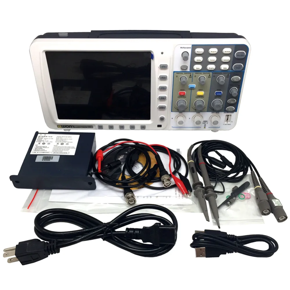 OWON 100 МГц осциллограф SDS7102V 1 г/локон большой 8 &quotLCD LAN + VGA батарея сумка 3 года