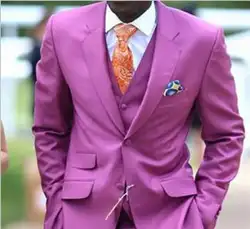Последние конструкции элегантный фиолетовый Повседневное мужской костюм s2018 индивидуальный заказ комплект из 3 предметов официальная