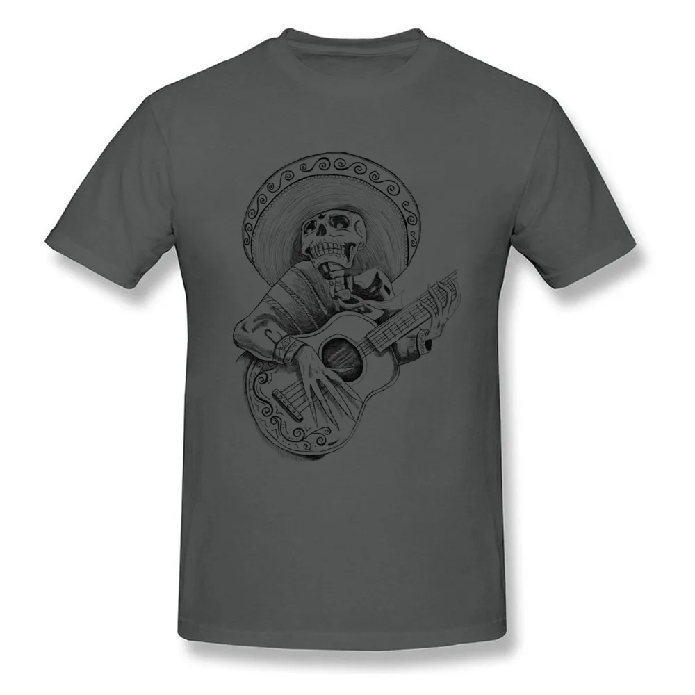 Mexican Mariachi singing skull Tops Tees New Design Crewneck Family Short Sleeve 100% Cotton Fabric Men Top T-shirts Tshirts Mexican Mariachi singing skull carbon