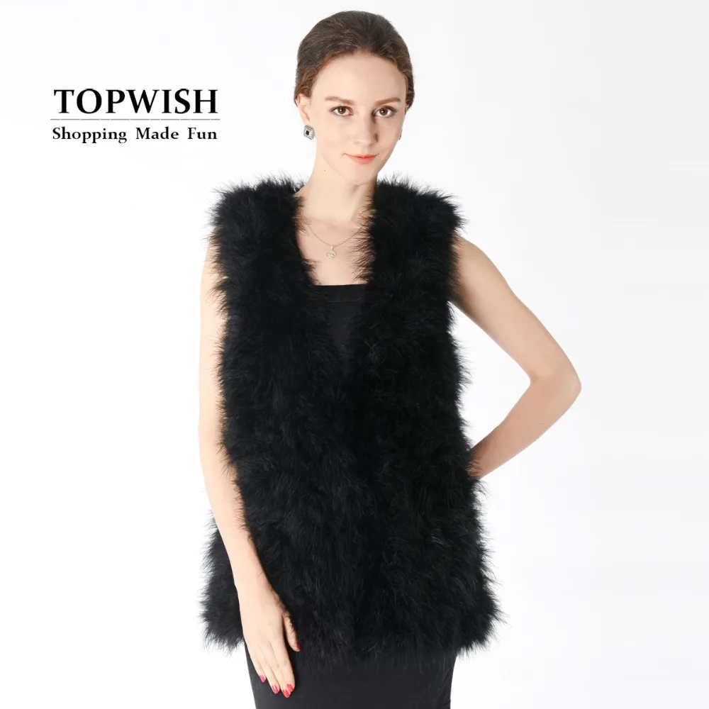 

New Top Discount Real Ostrich Fur Vest Factory Wholesale Nature Fur Gilet Female Hot Fur Overcoat TNT616