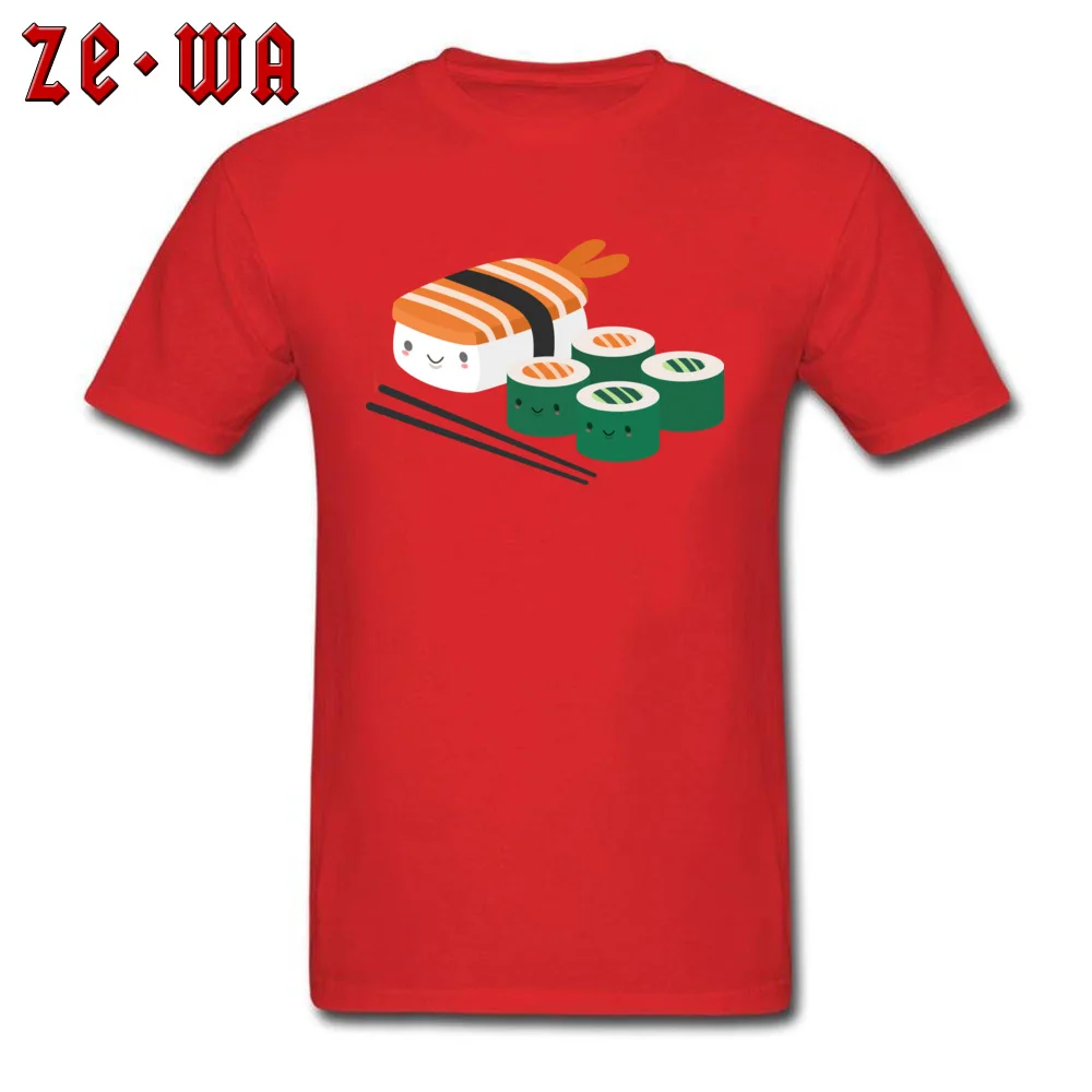 Cute and Kawaii Sushi Tops Tees New Coming Crewneck Group Short Sleeve All Cotton Men T-shirts Fitness Tight Tees Cute and Kawaii Sushi red