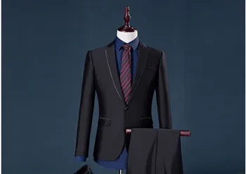 

Mens Wedding Suits Two Pieces Black Groom Tuxedos Prom Formal Suits Custom Made Groomsmen Mens Suits (Jacket+Pants)