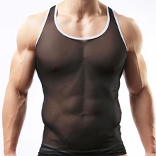 JJSOX Брендовые мужские трусы/мужские сексуальные сетчатые прозрачные внутренние Бодибилдинг Базовая майка/гей прозрачный Блестящий шелк Трусы