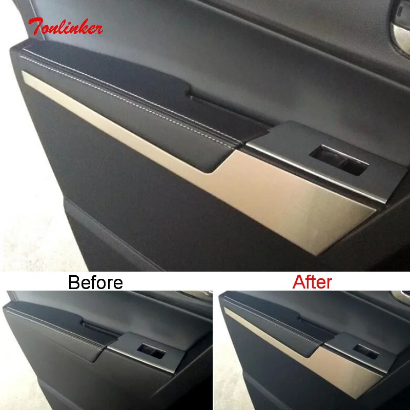 

Tonlinker Armrests Side Panels Cover Stickers For TOYOTA Corolla Altis 2014-17 Car Styling 4 PCS Stainless Steel Cover stickers
