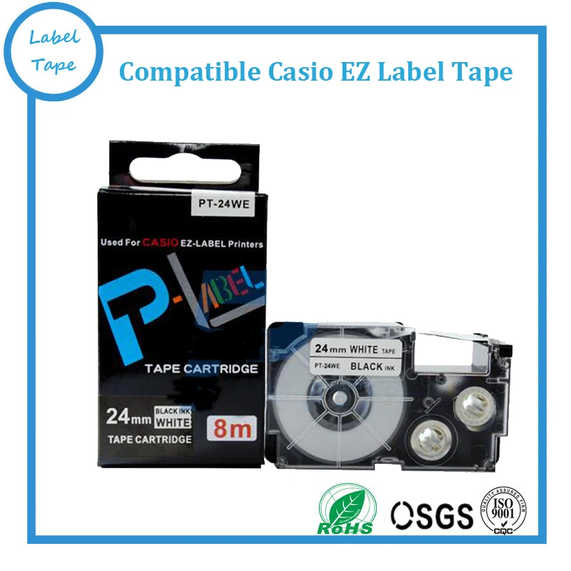 

10PK EZ tape картридж XR-24WE/XR-24WE1 (24 мм * 8 м. Черный на белом). Идеально подходит для ЭЗ этикетировочных машин