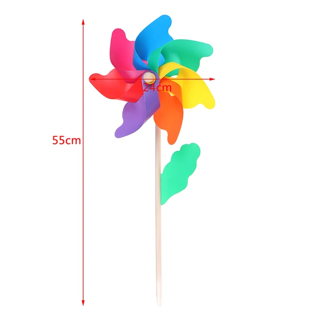 45cm  Wood Garden Yard Party Windmill Wind Spinner Ornament Decoration Kids Toys 3