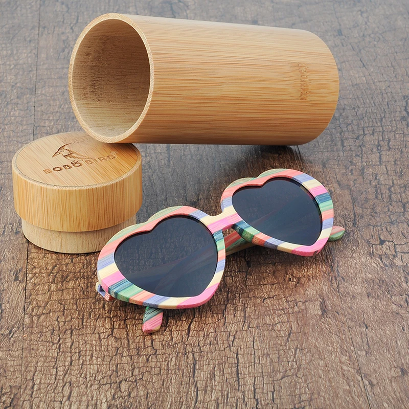Heart Colorful Bamboo Wooden SUNGLASSES (12)