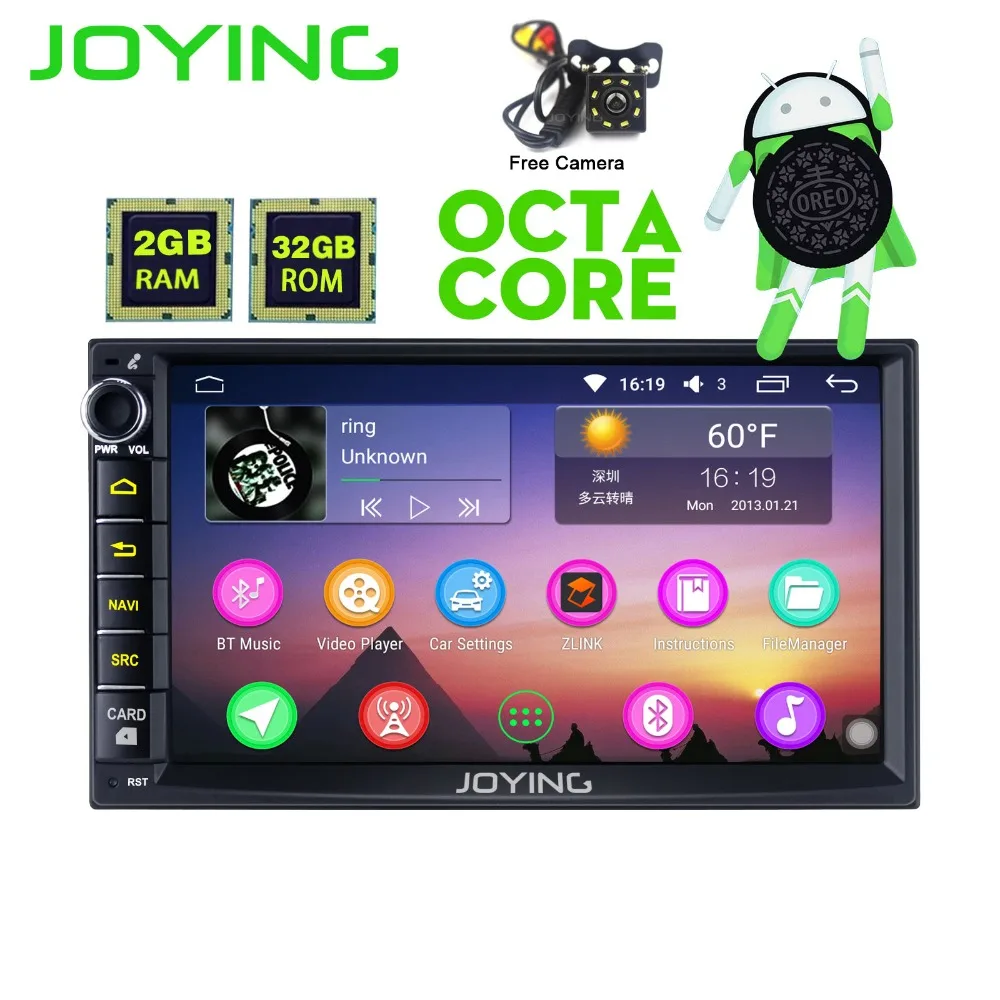 

7"Head Unit Universal Android 8.0 Car Radio Stereo Tape Recorder Multimedia Player Support Carplay Cam Dash OBD2 Steering Wheel