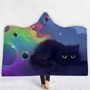 

Cute kitten cat Blankets hats soft bedroom Rainbow bubbles Blankets comfortable keep warm for boys girls childrenBlankets