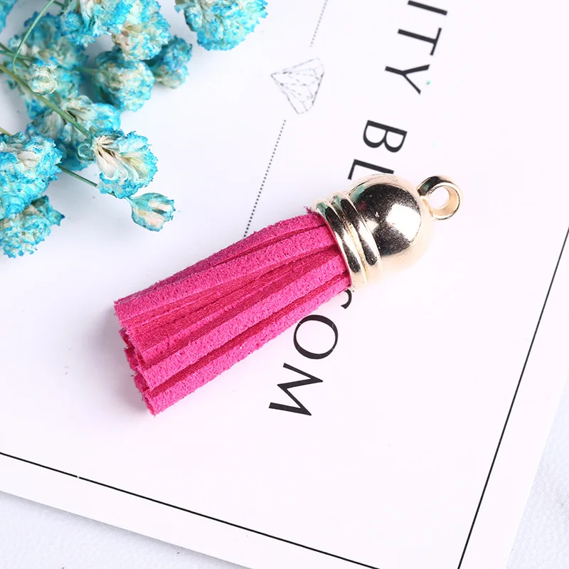 10 шт. 38 мм винтажная кожаная кисточка для брелка для мобильного телефона ремни ювелирное волокно бахрома замша кисточка DIY винтажные подвески - Цвет: Rose