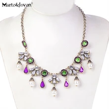 [Marte и Joven] Винтаж Для женщин индийский Стиль Jewelry Жемчужные Капли воды цветы кулон цепи Цепочки и ожерелья колье Цепочки и ожерелья s