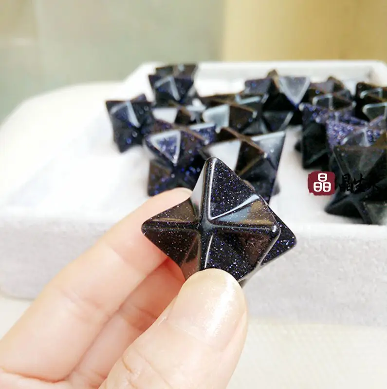

20MM 3D High quality natural Blue sands stone pendant pendulum merkaba pendants Purple rope chakra pendule suspension healing