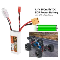 ZOP Мощность 7,4 V 850 mAh 70C 2 S 1 P Lipo Батарея JST XT60 Plug Перезаряжаемые для RC гоночный Drone вертолета лодки автомобиля Модель